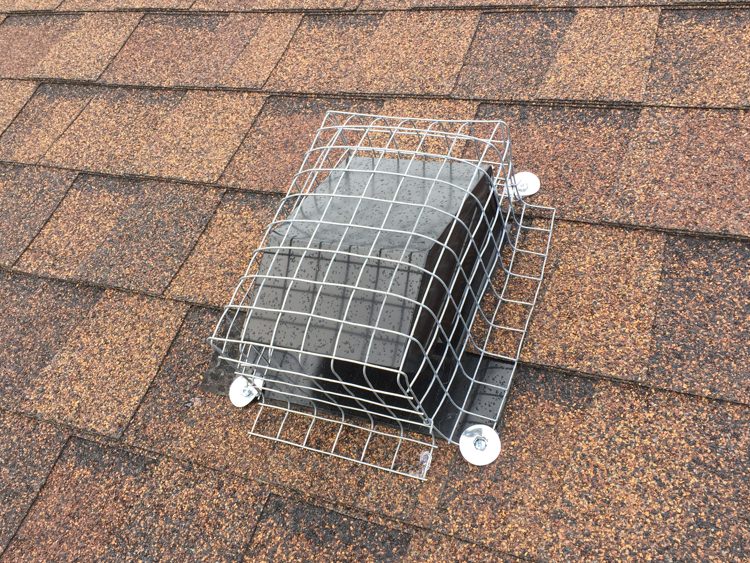 Animal exclusion fence on roof vent