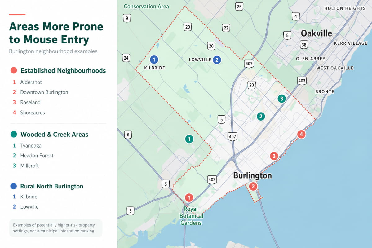 Burlington zones prone to mice entries into homes